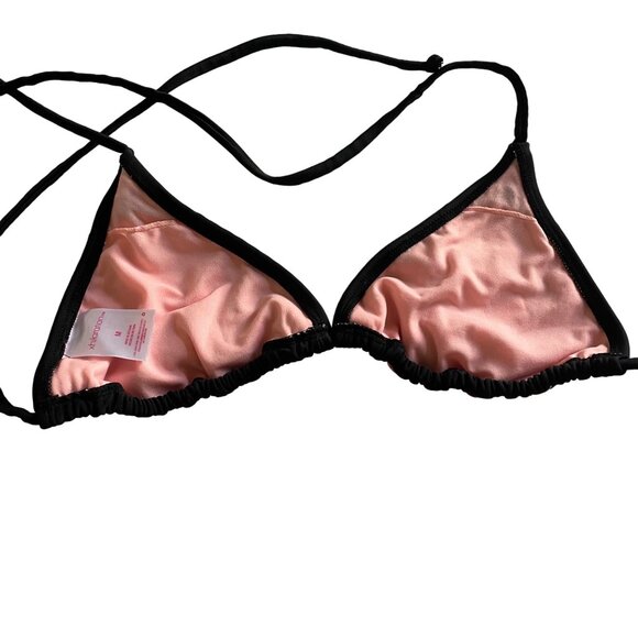 Xhilaration Swim Suit Bikini Halter String Top Only Size Medium Black Pink u Sw - Picture 5 of 6